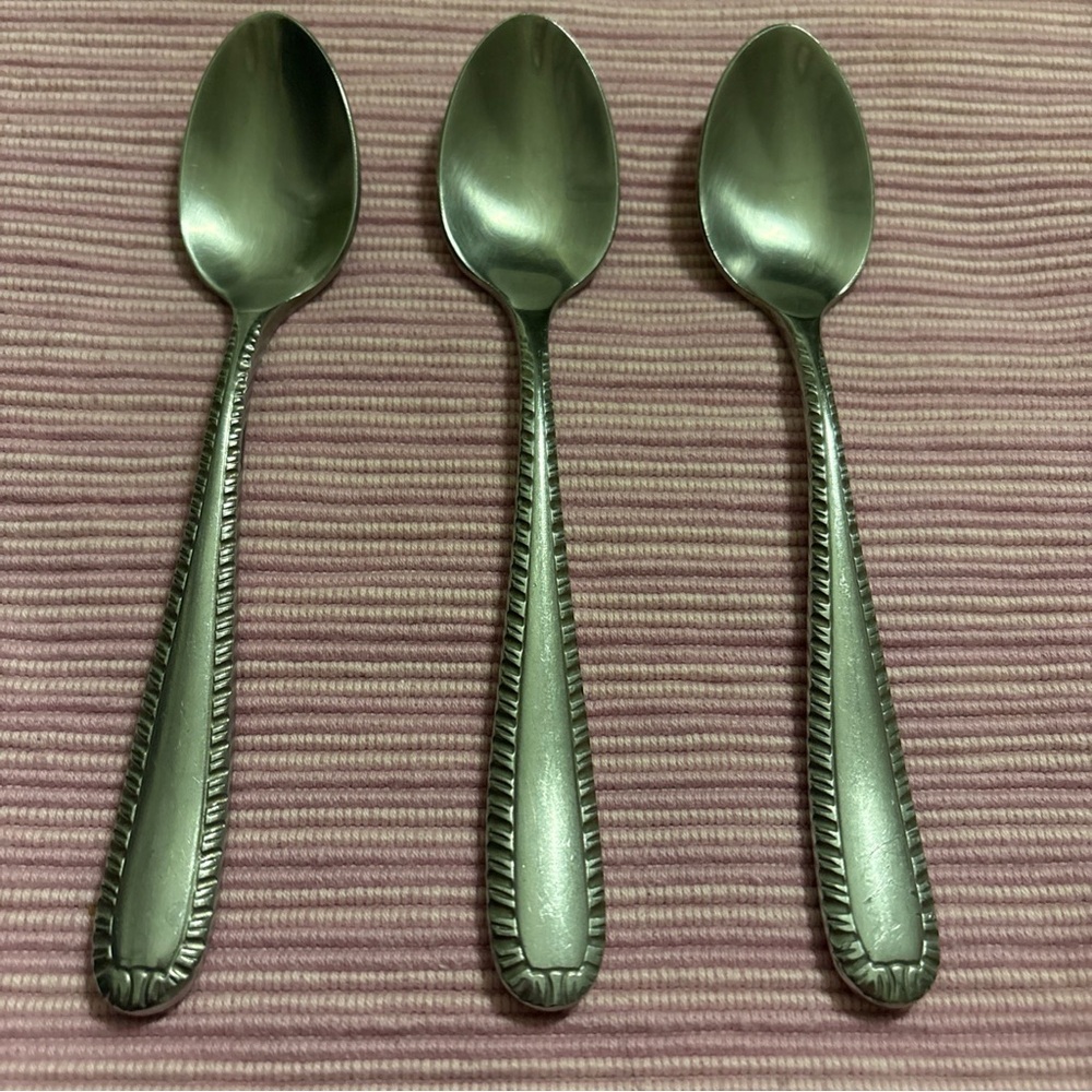 Artisanware Savannah Rope Edge Forged Frosted Stainless 3-Teaspoons 6 1/2"